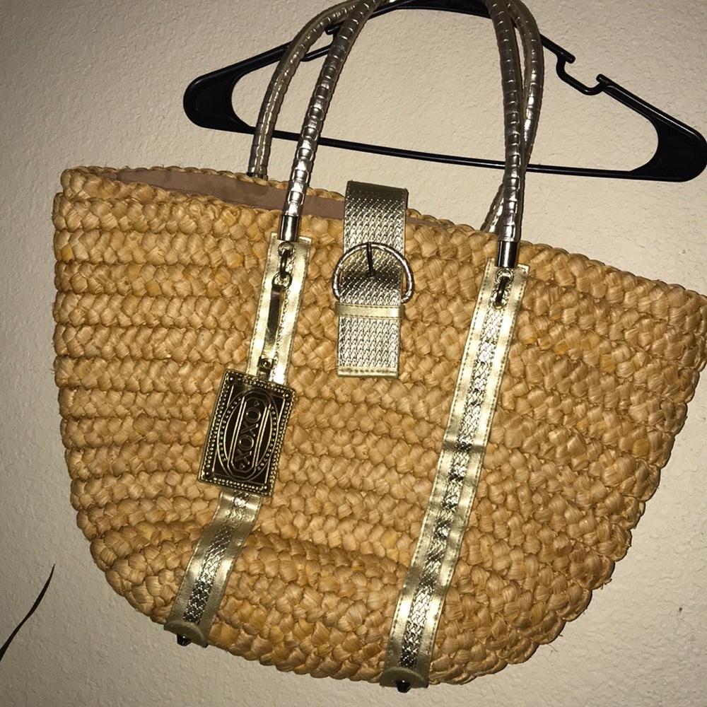 COPY - Xoxo Gold Straw Beach Bag